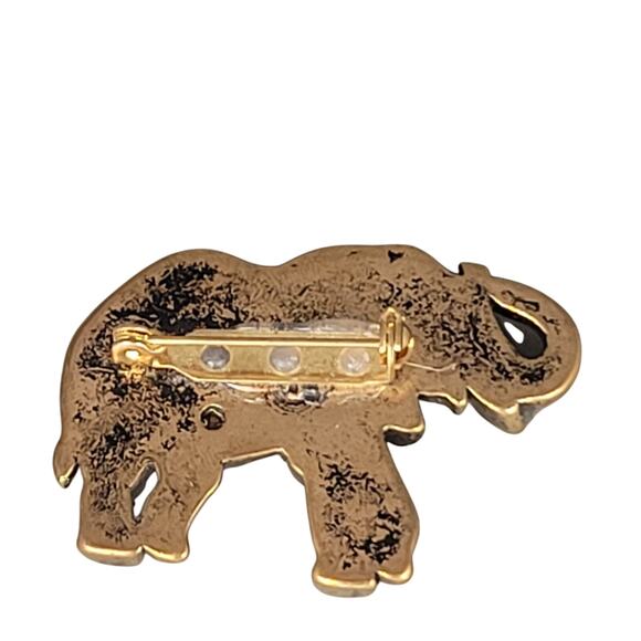 Vintage Gold Brass-Toned Elephant Brooch Pin 1.8" Collectible Animal Jewelry - Picture 3 of 6